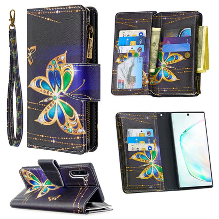 For Samsung Galaxy Note 10 Colored Drawing Pattern Zipper Horizontal Flip Leather Case with Holder & Card Slots & Wallet(Big Butterfly)-garmade.com