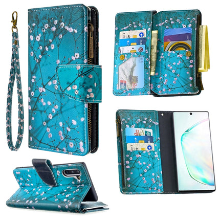 For Samsung Galaxy Note 10 Colored Drawing Pattern Zipper Horizontal Flip Leather Case with Holder & Card Slots & Wallet(Plum Blossom)-garmade.com