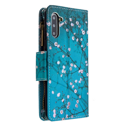 For Samsung Galaxy Note 10 Colored Drawing Pattern Zipper Horizontal Flip Leather Case with Holder & Card Slots & Wallet(Plum Blossom)-garmade.com