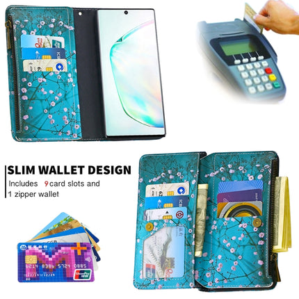 For Samsung Galaxy Note 10 Colored Drawing Pattern Zipper Horizontal Flip Leather Case with Holder & Card Slots & Wallet(Plum Blossom)-garmade.com