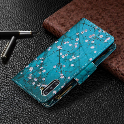 For Samsung Galaxy Note 10 Colored Drawing Pattern Zipper Horizontal Flip Leather Case with Holder & Card Slots & Wallet(Plum Blossom)-garmade.com