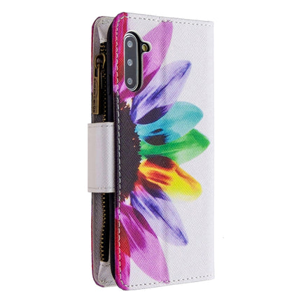 For Samsung Galaxy Note 10 Colored Drawing Pattern Zipper Horizontal Flip Leather Case with Holder & Card Slots & Wallet(Sun Flower)-garmade.com