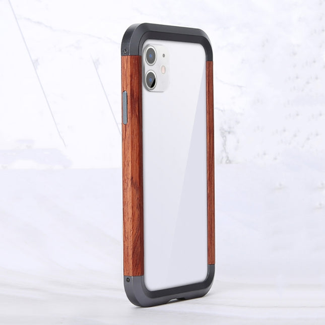 For iPhone 11 R-JUST Metal + Wood Frame Protective Case-garmade.com