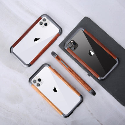 For iPhone 11 Pro R-JUST Metal + Wood Frame Protective Case-garmade.com