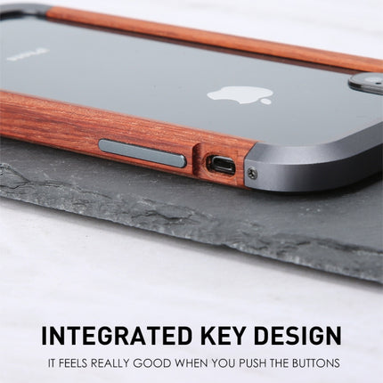 For iPhone X / XS R-JUST Metal + Wood Frame Protective Case-garmade.com