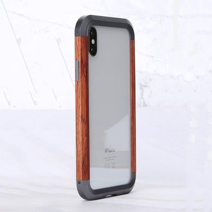For iPhone XS Max R-JUST Metal + Wood Frame Protective Case-garmade.com