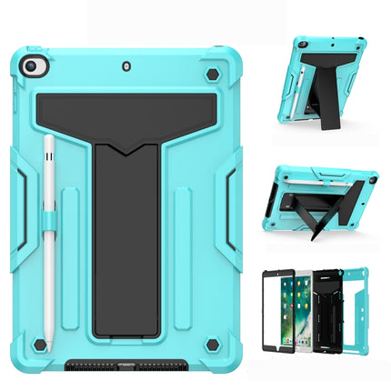 For iPad 10.2 / iPad Pro 10.5 T-shaped Bracket Contrast Color Shockproof PC + Silicone Flat Protective Case(Mint Green+Black)-garmade.com