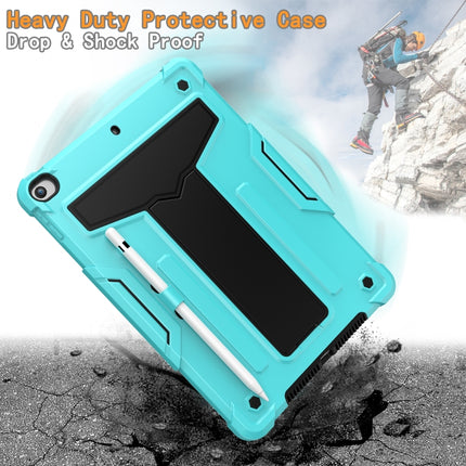 For iPad 10.2 / iPad Pro 10.5 T-shaped Bracket Contrast Color Shockproof PC + Silicone Flat Protective Case(Mint Green+Black)-garmade.com