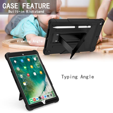 For iPad 10.2 / iPad Pro 10.5 T-shaped Bracket Contrast Color Shockproof PC + Silicone Flat Protective Case(Black+Black)-garmade.com