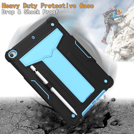 For iPad 10.2 / iPad Pro 10.5 T-shaped Bracket Contrast Color Shockproof PC + Silicone Flat Protective Case(Black+Blue)-garmade.com