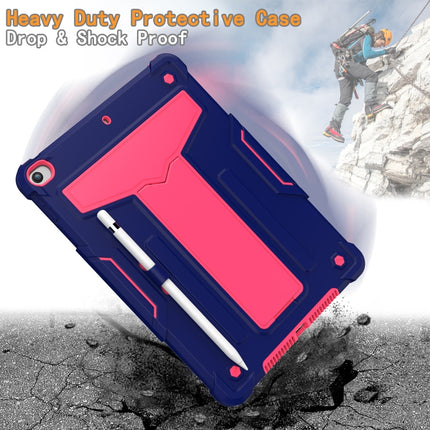 For iPad 10.2 / iPad Pro 10.5 T-shaped Bracket Contrast Color Shockproof PC + Silicone Flat Protective Case(Navy+Rose Red)-garmade.com