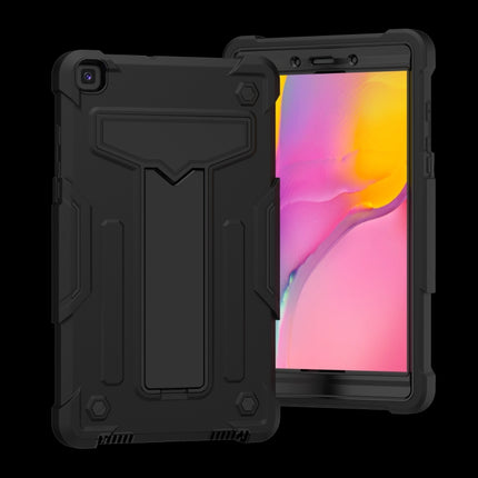 For Samsung Galaxy Tab A8.0 (2019) T290 T-shaped Bracket Contrast Color Shockproof PC + Silicone Flat Protective Case(Black+Black)-garmade.com