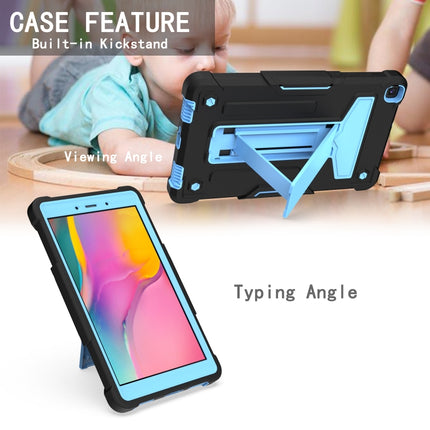 For Samsung Galaxy Tab A8.0 (2019) T290 T-shaped Bracket Contrast Color Shockproof PC + Silicone Flat Protective Case(Black+Blue)-garmade.com
