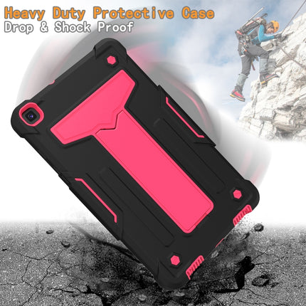 For Samsung Galaxy Tab A8.0 (2019) T290 T-shaped Bracket Contrast Color Shockproof PC + Silicone Flat Protective Case(Black+Rose Red)-garmade.com