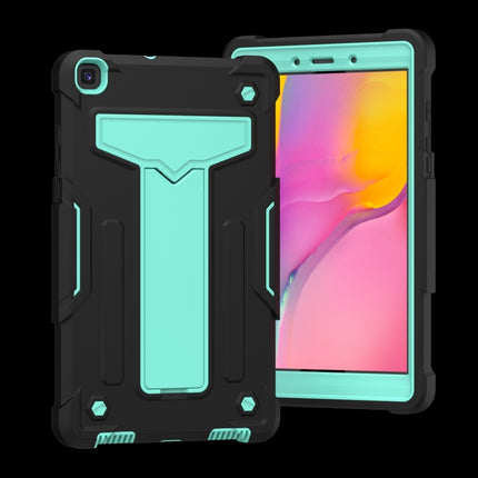 For Samsung Galaxy Tab A8.0 (2019) T290 T-shaped Bracket Contrast Color Shockproof PC + Silicone Flat Protective Case(Black+Mint Geen)-garmade.com