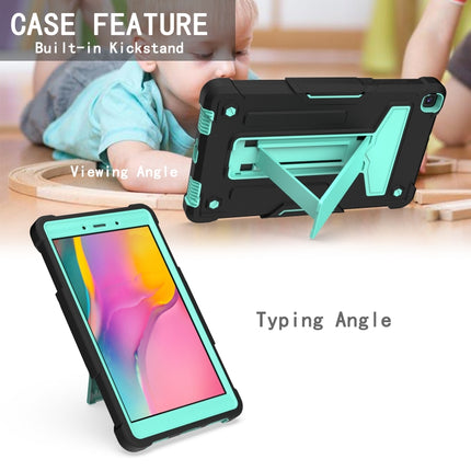 For Samsung Galaxy Tab A8.0 (2019) T290 T-shaped Bracket Contrast Color Shockproof PC + Silicone Flat Protective Case(Black+Mint Geen)-garmade.com