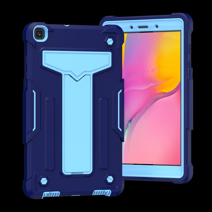 For Samsung Galaxy Tab A8.0 (2019) T290 T-shaped Bracket Contrast Color Shockproof PC + Silicone Flat Protective Case(Navy+Blue)-garmade.com