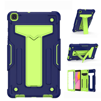 For Samsung Galaxy Tab A8.0 (2019) T290 T-shaped Bracket Contrast Color Shockproof PC + Silicone Flat Protective Case(Navy+Green)-garmade.com