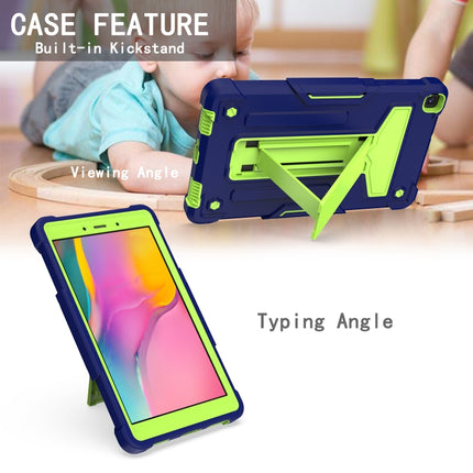 For Samsung Galaxy Tab A8.0 (2019) T290 T-shaped Bracket Contrast Color Shockproof PC + Silicone Flat Protective Case(Navy+Green)-garmade.com