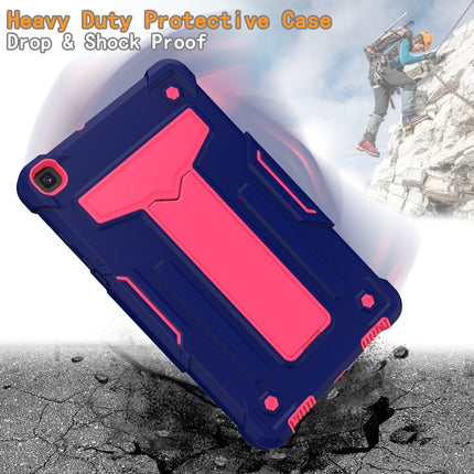 For Samsung Galaxy Tab A8.0 (2019) T290 T-shaped Bracket Contrast Color Shockproof PC + Silicone Flat Protective Case(Navy+Rose Red)-garmade.com