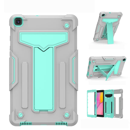 For Samsung Galaxy Tab A8.0 (2019) T290 T-shaped Bracket Contrast Color Shockproof PC + Silicone Flat Protective Case(Grey+Mint Green)-garmade.com