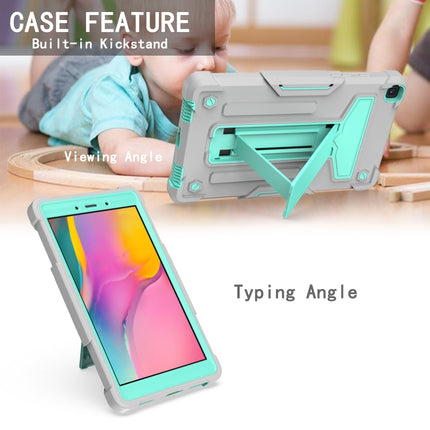 For Samsung Galaxy Tab A8.0 (2019) T290 T-shaped Bracket Contrast Color Shockproof PC + Silicone Flat Protective Case(Grey+Mint Green)-garmade.com