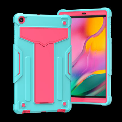 For Samsung Galaxy Tab A8.4 (2020) T307 T-shaped Bracket Contrast Color Shockproof PC + Silicone Flat Protective Case(Mint Green+Black)-garmade.com