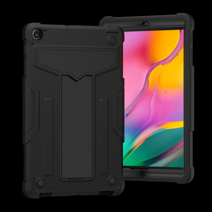 For Samsung Galaxy Tab A8.4 (2020) T307 T-shaped Bracket Contrast Color Shockproof PC + Silicone Flat Protective Case(Black+Black)-garmade.com