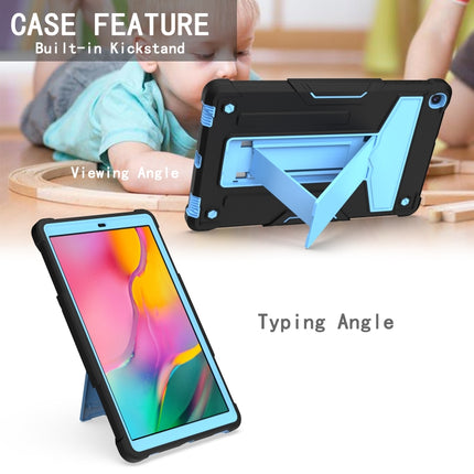 For Samsung Galaxy Tab A8.4 (2020) T307 T-shaped Bracket Contrast Color Shockproof PC + Silicone Flat Protective Case(Black+Blue)-garmade.com