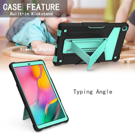 For Samsung Galaxy Tab A8.4 (2020) T307 T-shaped Bracket Contrast Color Shockproof PC + Silicone Flat Protective Case(Black+Mint Geen)-garmade.com