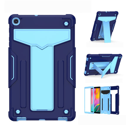 For Samsung Galaxy Tab A8.4 (2020) T307 T-shaped Bracket Contrast Color Shockproof PC + Silicone Flat Protective Case(Navy+Blue)-garmade.com