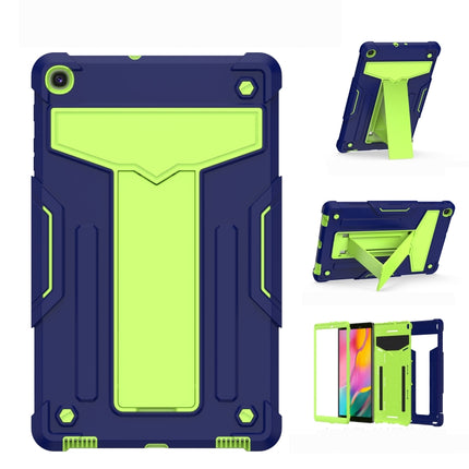For Samsung Galaxy Tab A8.4 (2020) T307 T-shaped Bracket Contrast Color Shockproof PC + Silicone Flat Protective Case(Navy+Green)-garmade.com