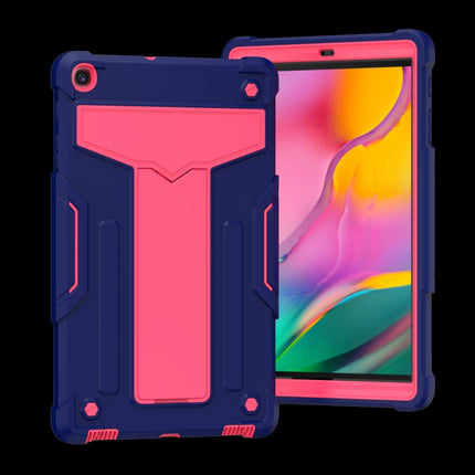 For Samsung Galaxy Tab A8.4 (2020) T307 T-shaped Bracket Contrast Color Shockproof PC + Silicone Flat Protective Case(Navy+Rose Red)-garmade.com