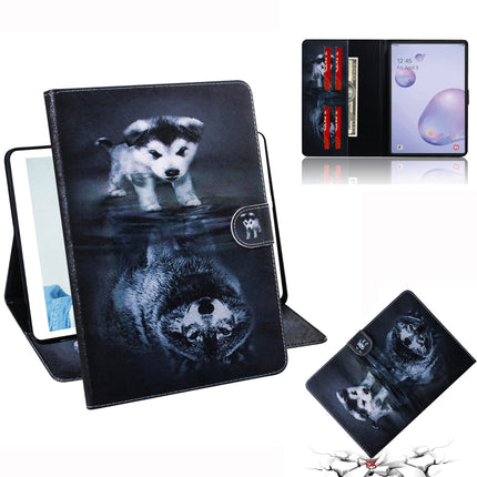 For Samsung Galaxy Tab A8.4 (2020) Colored Drawing Pattern Horizontal Flip PU Leather Case with Holder & Card Slots & Wallet(Wolf Dog)-garmade.com