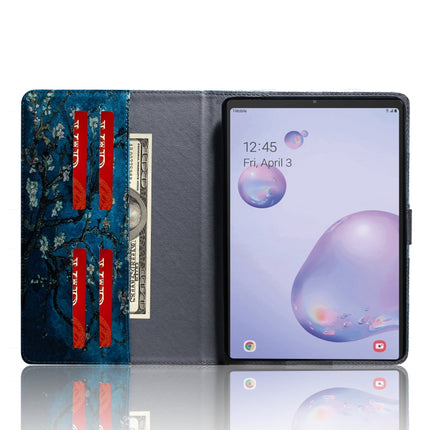 For Samsung Galaxy Tab A8.4 (2020) Colored Drawing Pattern Horizontal Flip PU Leather Case with Holder & Card Slots & Wallet(Apricot Blossom)-garmade.com