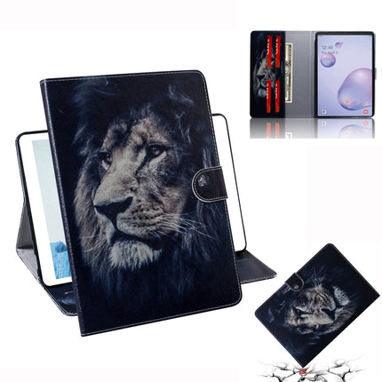 For Samsung Galaxy Tab A8.4 (2020) Colored Drawing Pattern Horizontal Flip PU Leather Case with Holder & Card Slots & Wallet(Lion)-garmade.com