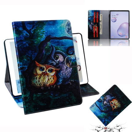 For Samsung Galaxy Tab A8.4 (2020) Colored Drawing Pattern Horizontal Flip PU Leather Case with Holder & Card Slots & Wallet(Owl)-garmade.com