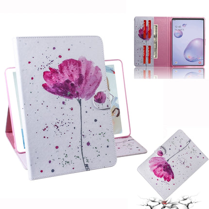 For Samsung Galaxy Tab A8.4 (2020) Colored Drawing Pattern Horizontal Flip PU Leather Case with Holder & Card Slots & Wallet(Purple Orchid)-garmade.com