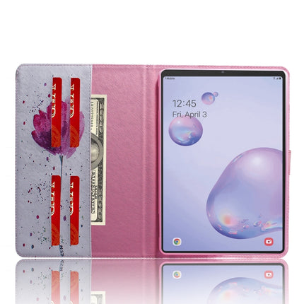 For Samsung Galaxy Tab A8.4 (2020) Colored Drawing Pattern Horizontal Flip PU Leather Case with Holder & Card Slots & Wallet(Purple Orchid)-garmade.com