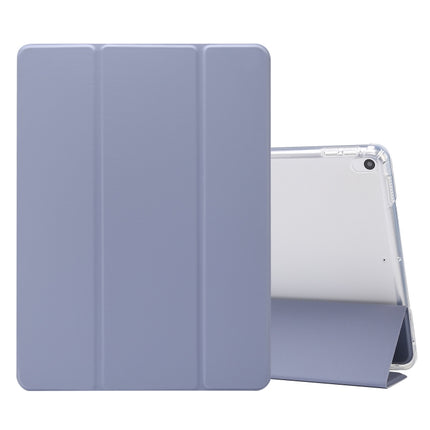 For iPad Air (2019)/Pro 10.5 (2017) 3-folding Electric Pressed Skin Texture Horizontal Flip Shockproof Transparent TPU + PU Leather Case with Holder & Pen Slot & Sleep / Wake-up Function(Baby Blue)-garmade.com