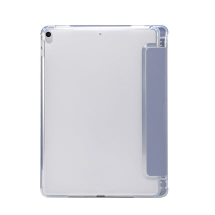 For iPad Air (2019)/Pro 10.5 (2017) 3-folding Electric Pressed Skin Texture Horizontal Flip Shockproof Transparent TPU + PU Leather Case with Holder & Pen Slot & Sleep / Wake-up Function(Baby Blue)-garmade.com