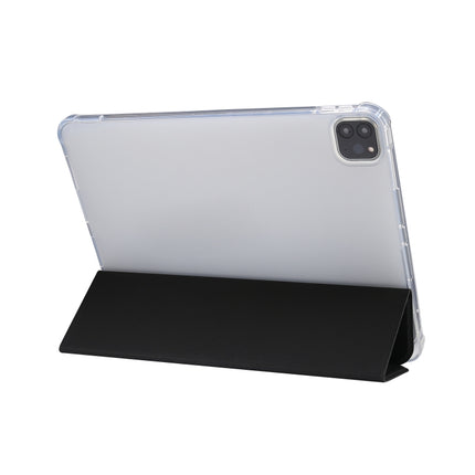 3-folding Electric Pressed Skin Texture Leather Smart Tablet Case For iPad Pro 11 2022/2021/2020(Black)-garmade.com