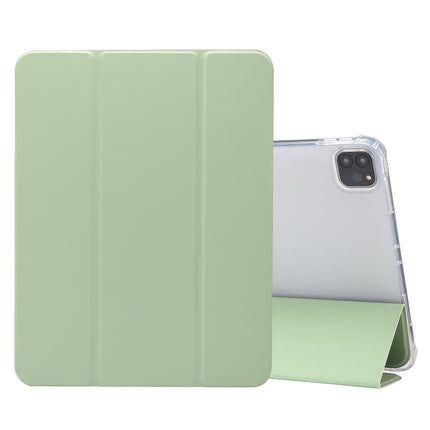3-folding Electric Pressed Skin Texture Leather Smart Tablet Case For iPad Pro 11 2022/2021/2020(Green)-garmade.com