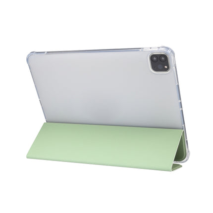 3-folding Electric Pressed Skin Texture Leather Smart Tablet Case For iPad Pro 11 2022/2021/2020(Green)-garmade.com