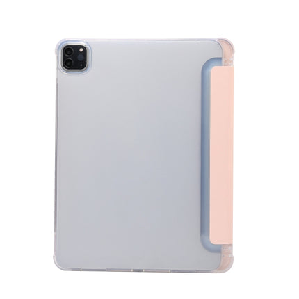 3-folding Electric Pressed Skin Texture Leather Smart Tablet Case For iPad Pro 11 2022/2021/2020(Light Pink)-garmade.com