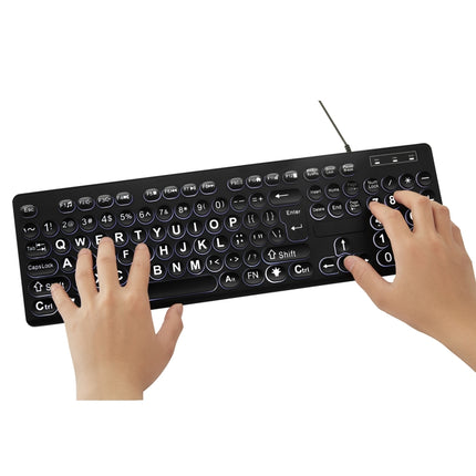MC-K315 104 Keys Large Characters Blacklit Wired Keyboard(Black)-garmade.com