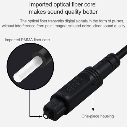 2m EMK OD2.2mm Digital Audio Optical Fiber Cable Plastic Speaker Balance Cable(Silver Grey)-garmade.com