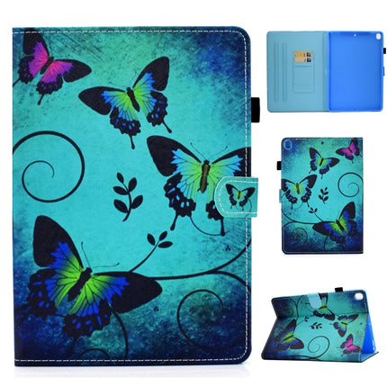 For iPad 10.2 / iPad Pro 10.5 Colored Drawing Stitching Horizontal Flip Leather Case with Holder & Card Slots & Sleep / Wake-up Function(Green Butterflies)-garmade.com
