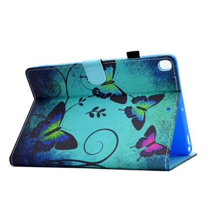 For iPad 10.2 / iPad Pro 10.5 Colored Drawing Stitching Horizontal Flip Leather Case with Holder & Card Slots & Sleep / Wake-up Function(Green Butterflies)-garmade.com