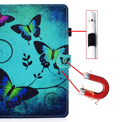 For iPad 10.2 / iPad Pro 10.5 Colored Drawing Stitching Horizontal Flip Leather Case with Holder & Card Slots & Sleep / Wake-up Function(Green Butterflies)-garmade.com